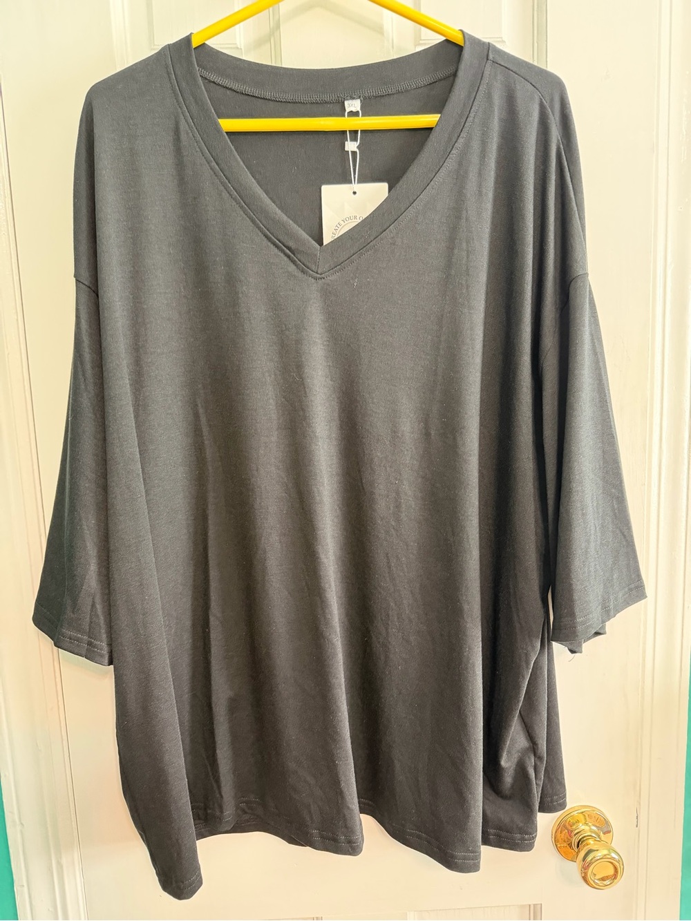 Women’s Black Drop Shoulder Oversized Crew Neck Shirt, 3x, NWT, $10